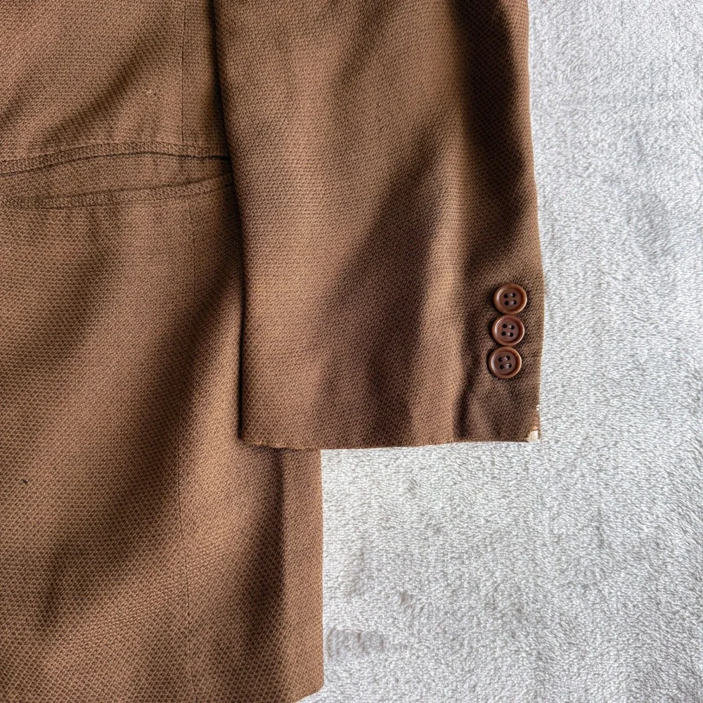 Vintage Ermenegildo Zegna Soft Mens Brown Textured Blazer Sport Coat 46